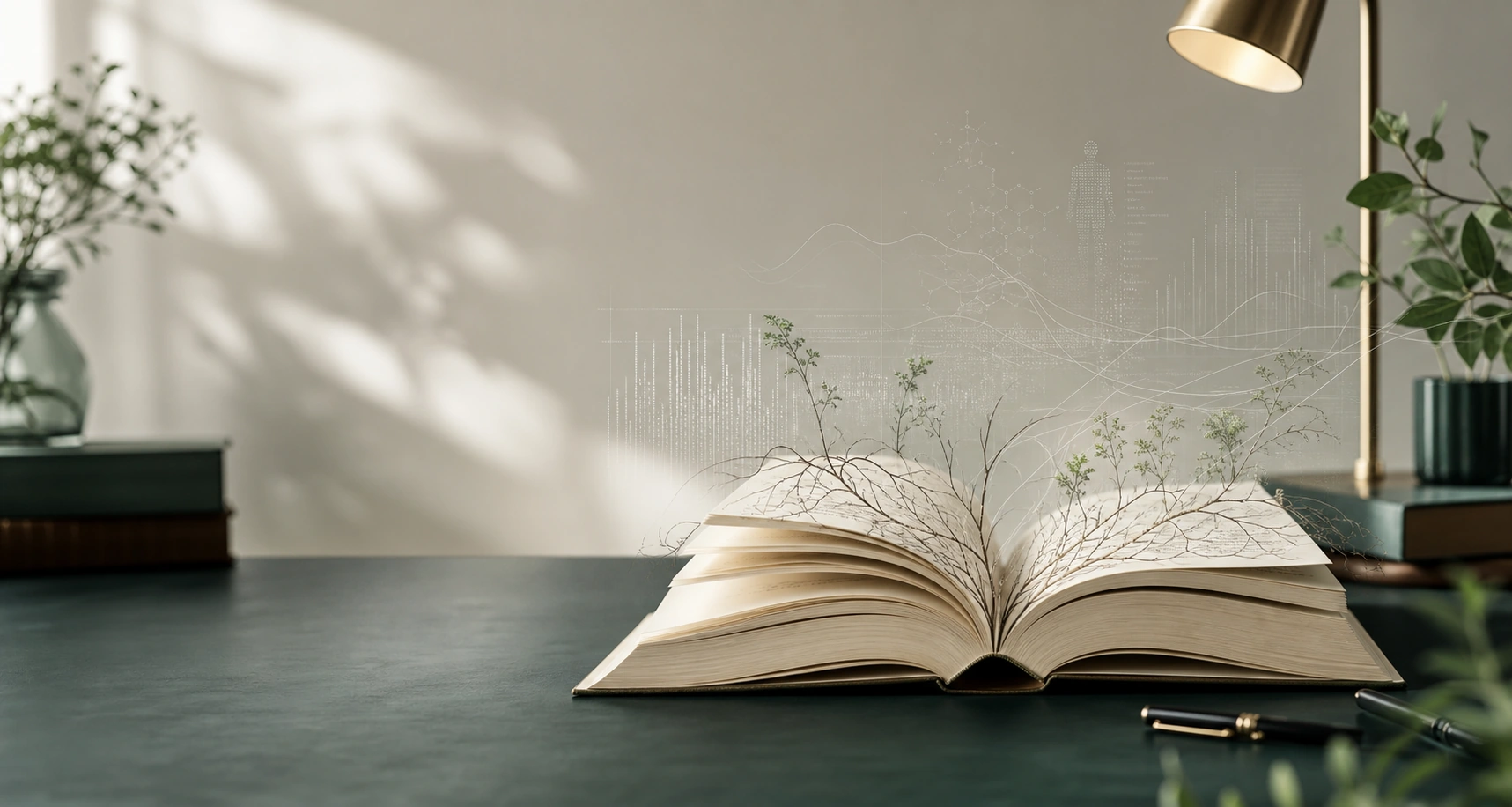 Open book in a calm reading and study setting